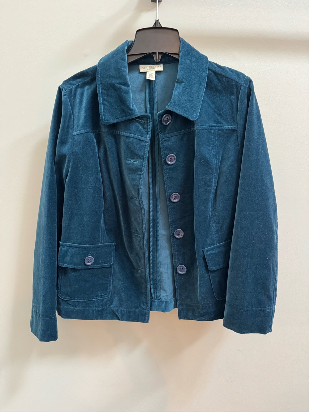 Vintage 100% Cotton Button Front Jacket Appleseed's Petites 14P Y2K 90s